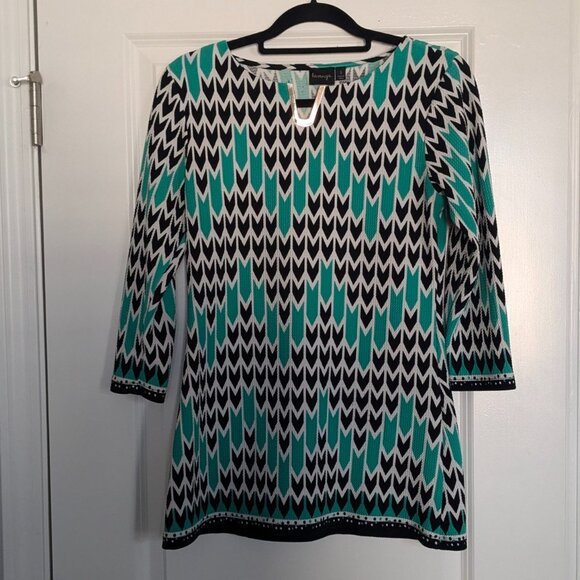La Vanya 3/4 Sleeve Patterned Tunic Blouse size Small - Picture 1 of 8